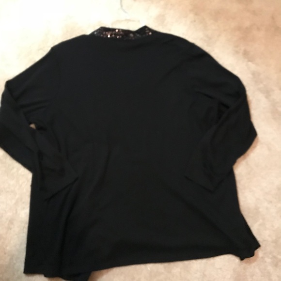 Quicker Factory Black 3/4 Sleeve Sequin Top - Picture 2 of 2